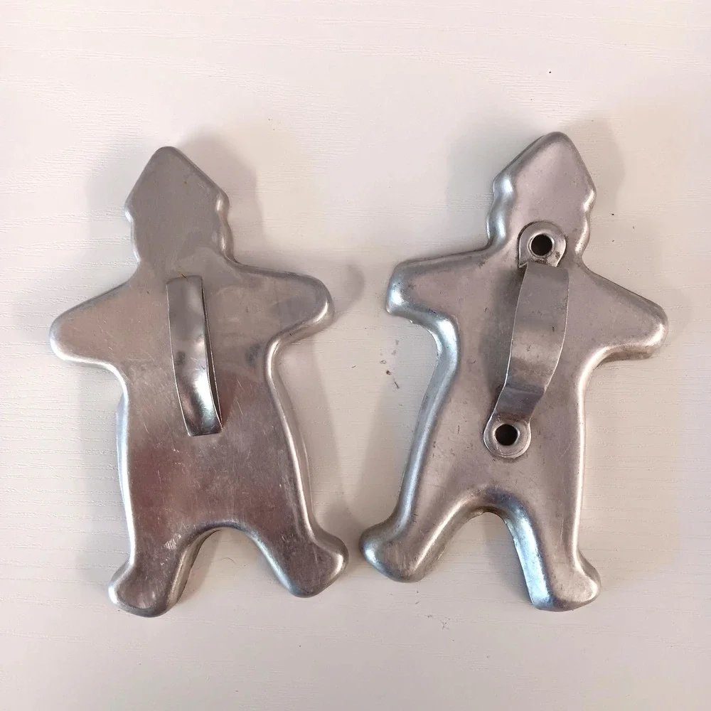 Vintage Mirro Aluminum Gingerbread Man Cookie Cutters - Set of 2 Retro Christmas